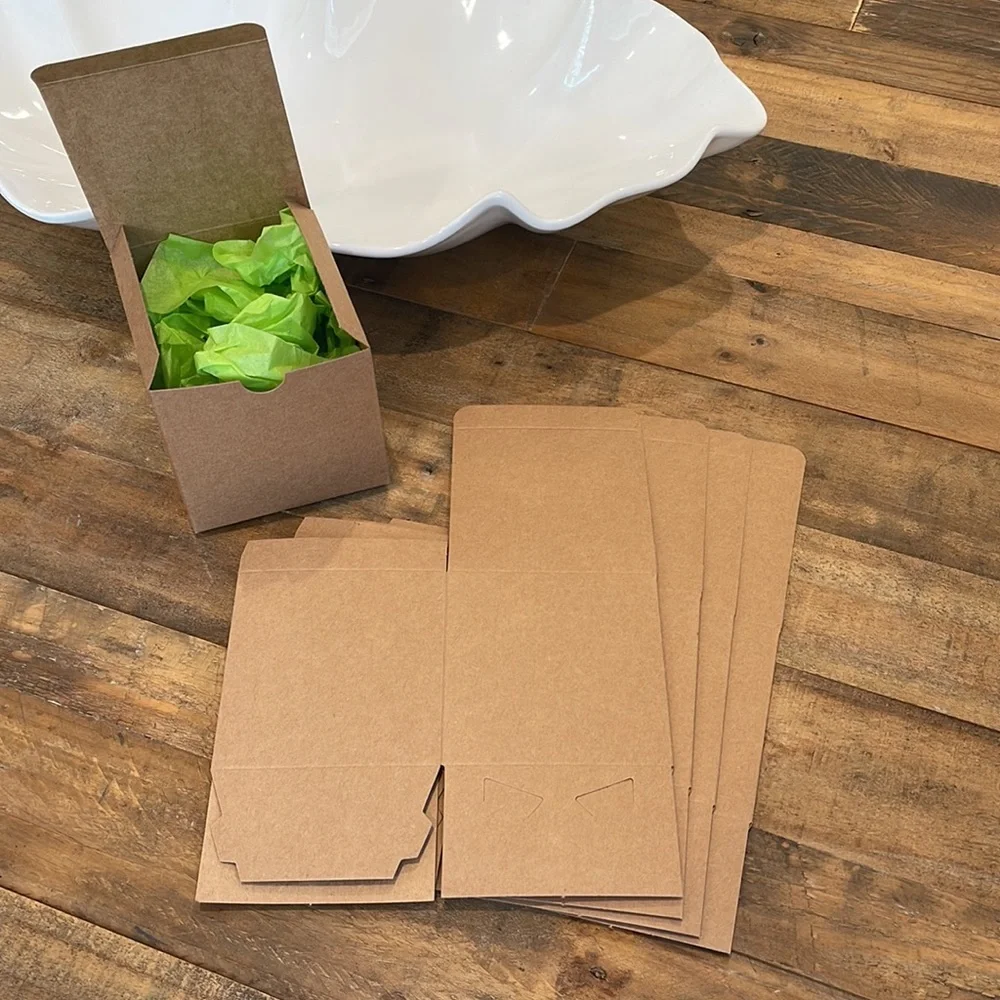 set of 10 BRAND NEW Kraft Brown Gift Boxes five 3” & five 4” cubed any occasion